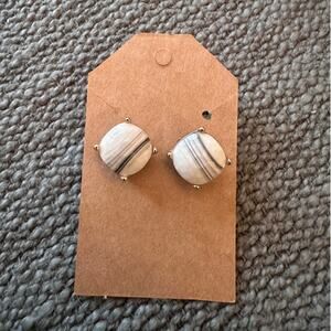 White and Black Marbled Stud Earrings